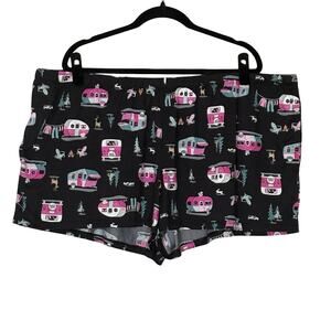 Camper Trailer Pajama Shorts 3X Black RV Camping Lounge Sleepwear